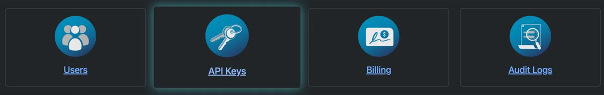 API keys tile
