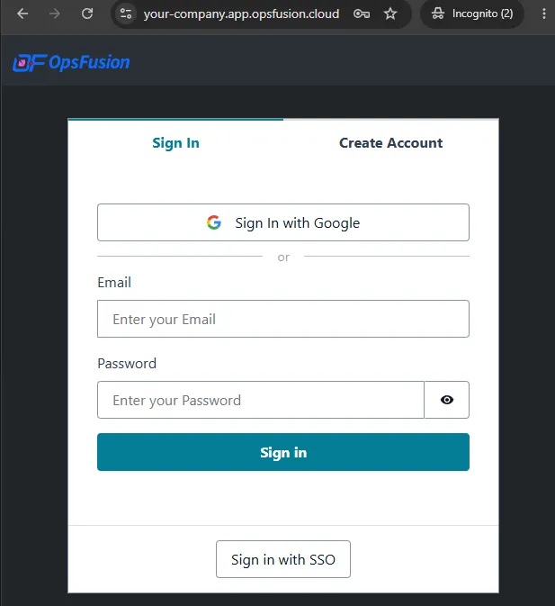Sign in with SSO on the login page