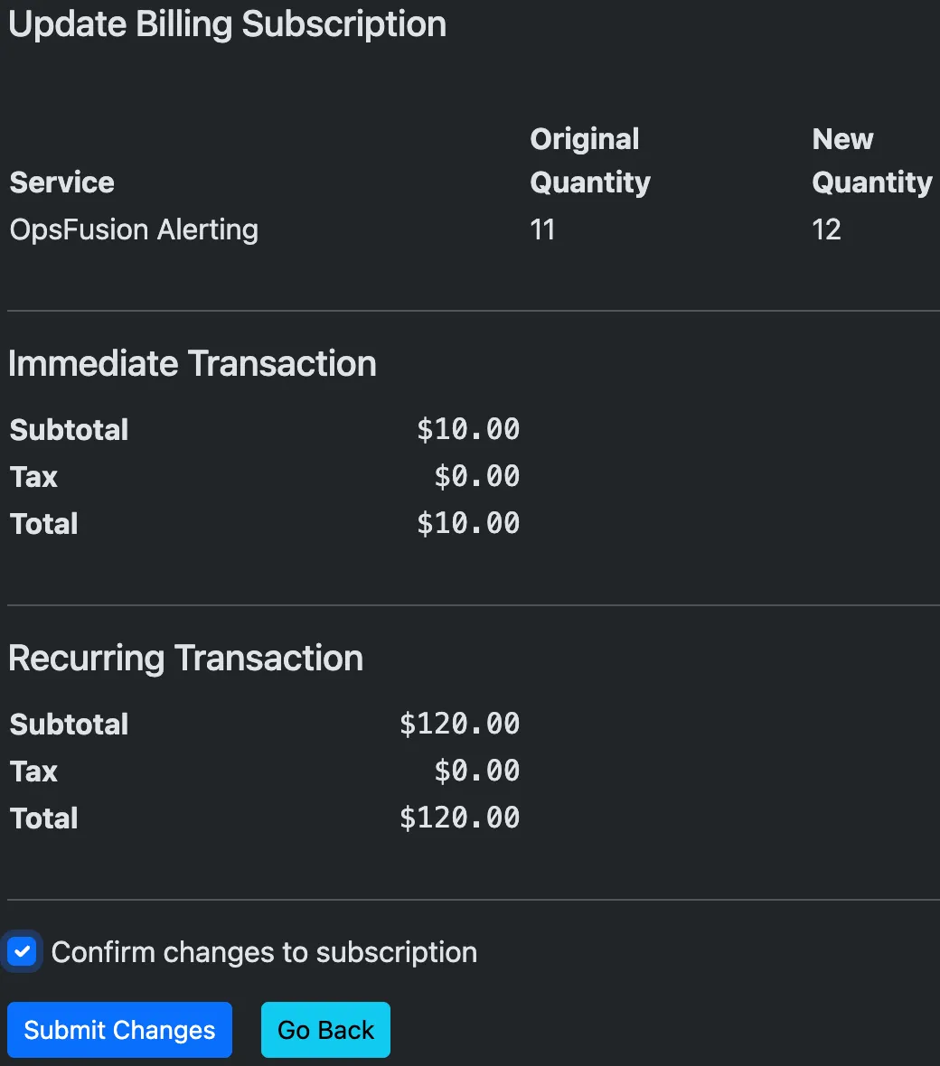 Update billing
